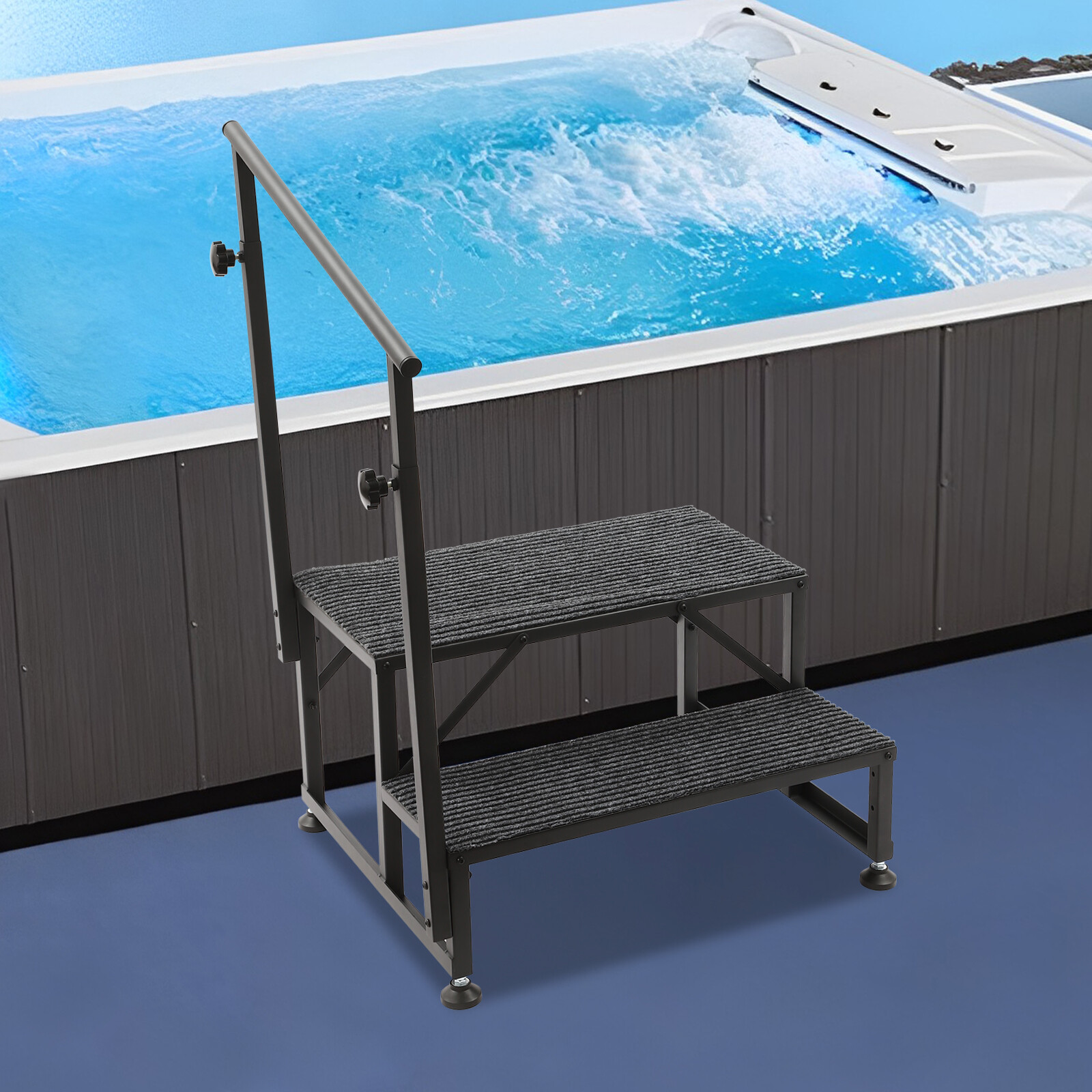2 Step RV Steps w/Handrail Indoor Outdoor Stairs for Swimming Pool Hot Tub Porch gallery