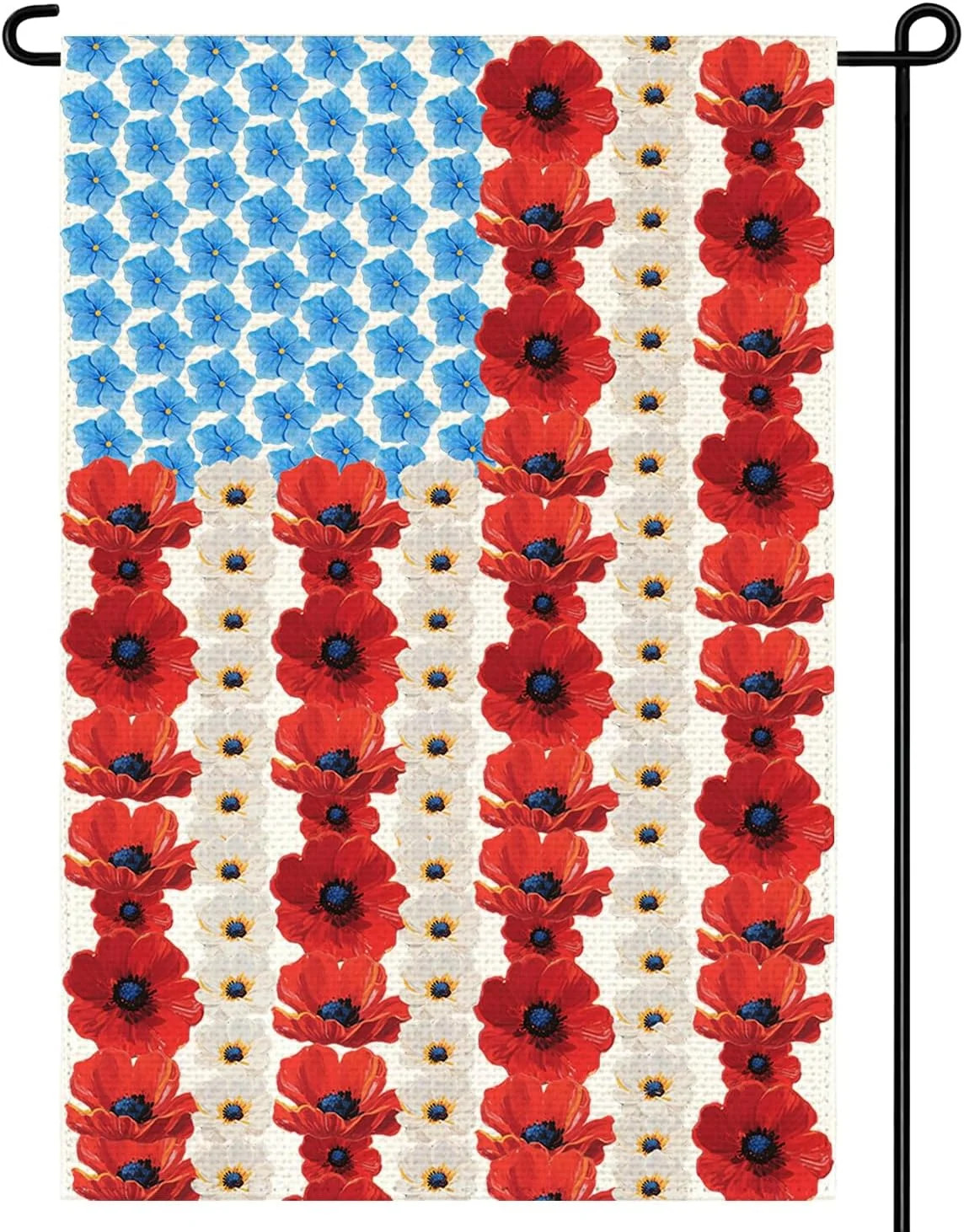 Garden Flag 12 x 18 Inch Double Sided American Flag Design with Poppie gallery