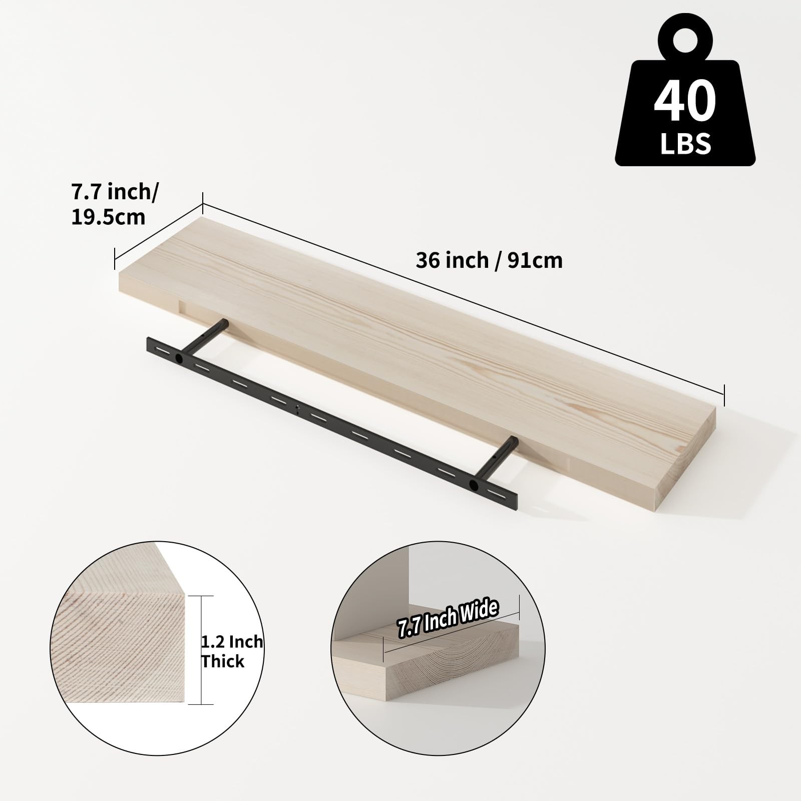 Saumonieres Floating Shelves 8 Inch Deep Solid Wood Wide Wall Shelf Set Of 2 gallery