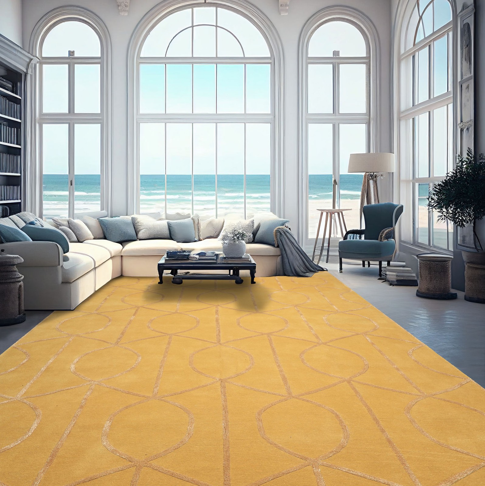 9x13 Hand Tufted Wool & Viscose Gold, Tan Modern Plush/High Low Pile Rug gallery