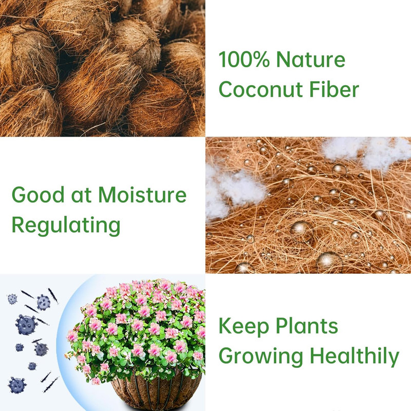 Coco Coir Liners for Hanging Baskets, 100% Natural Coco Fiber Planter Insert, 6P gallery