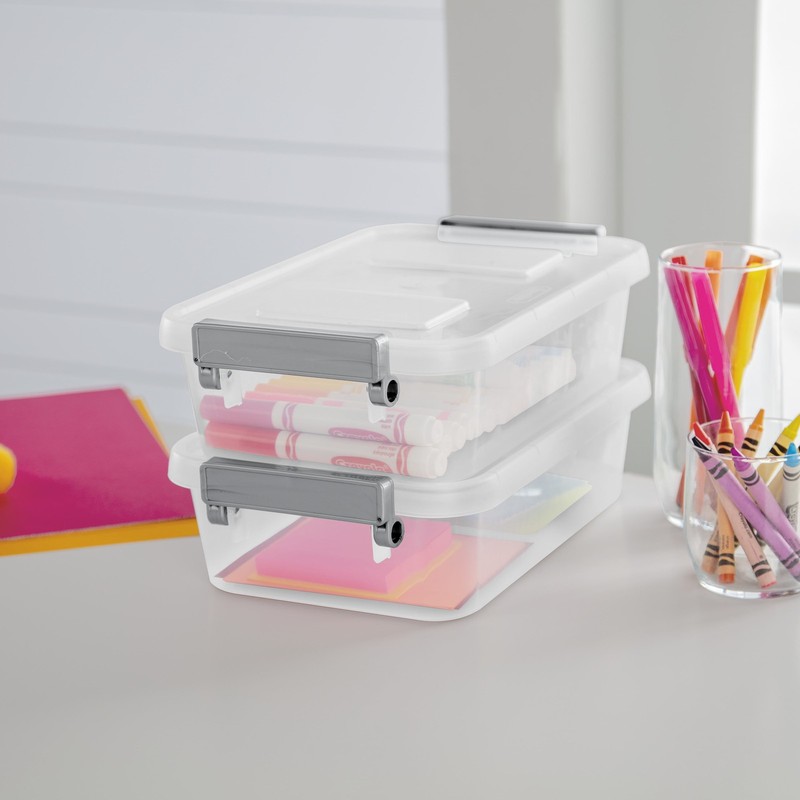 Modular Small Storage Bin, 2.7 Quart Latching Clear Plastic Storage Container wi gallery
