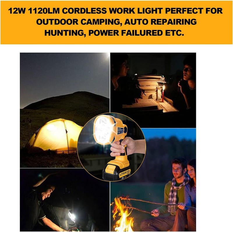 Flashlight Camping Spotlight Cordless LED Work Light for Dewalt 20V Max Battery gallery