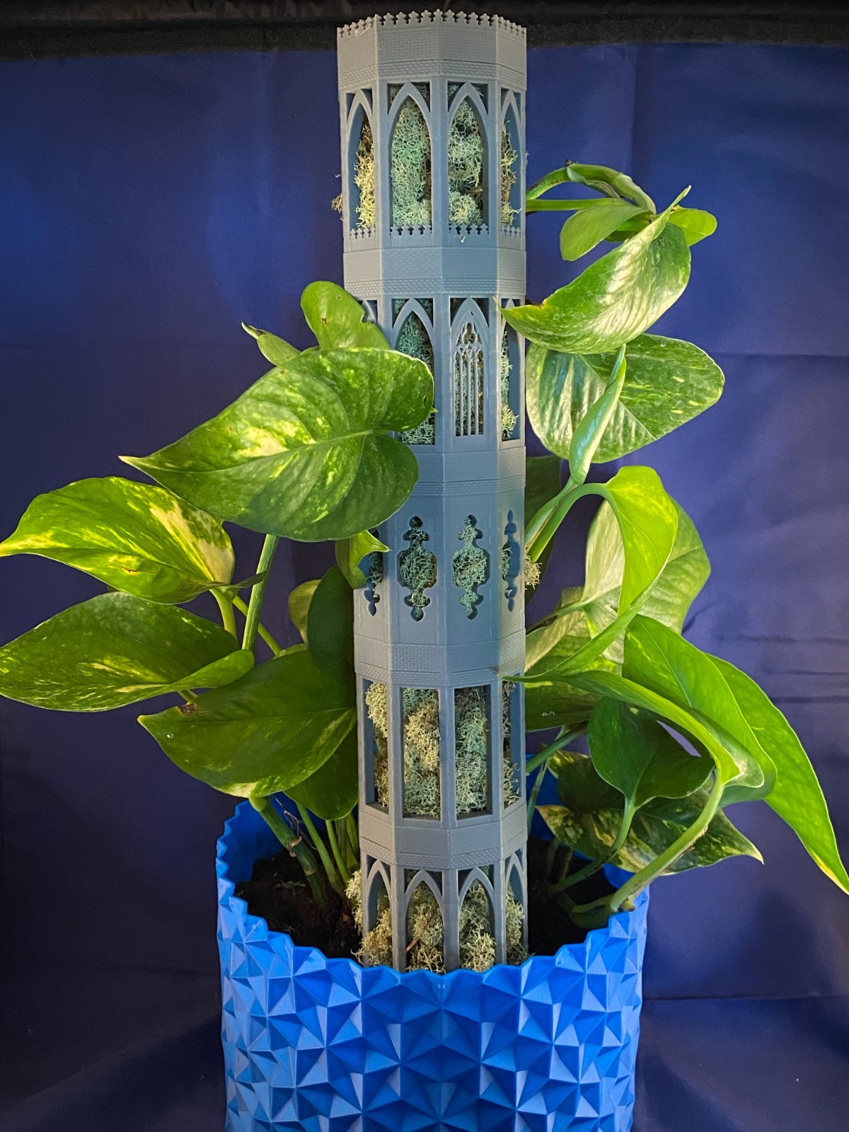 3D Printed Stackable Plant Support: Gothic Decagon Moss Pole Tower gallery