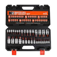 HORUSDY Hex Bit Socket Set 32PC SAE Metric 1/2″ 3/8″ 1/4″ Driver S2 Steel W/Case