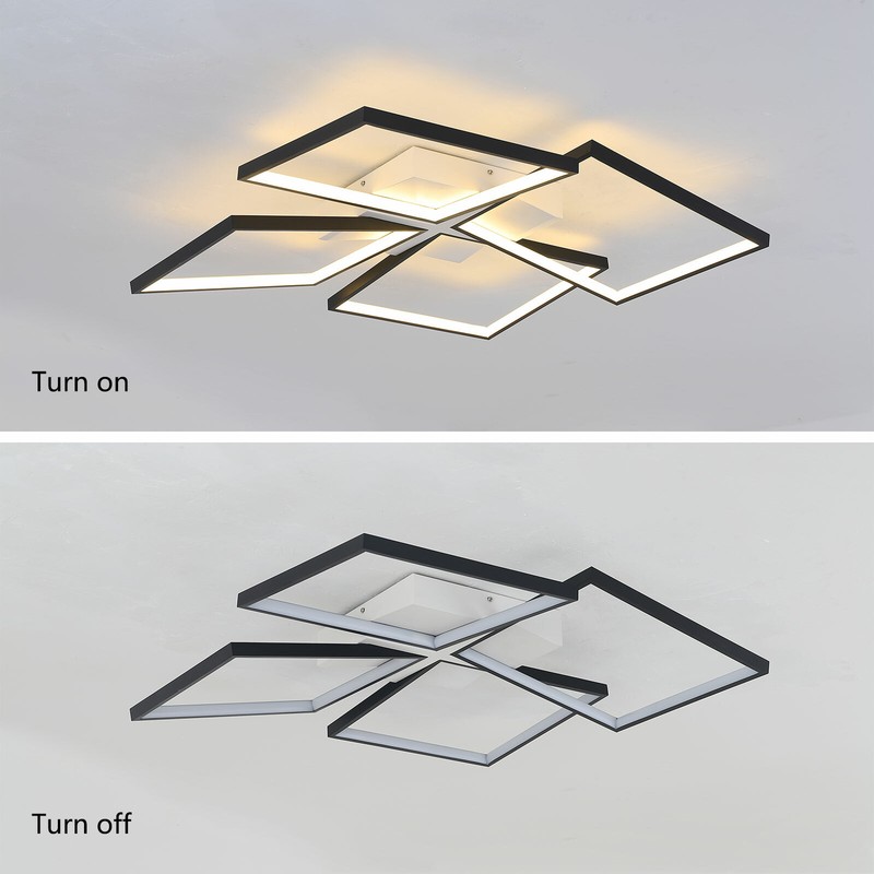 Modern Ceiling Light LED 90W lamp 4-Squares Dimmable 3000-6000K w/ Remote gallery