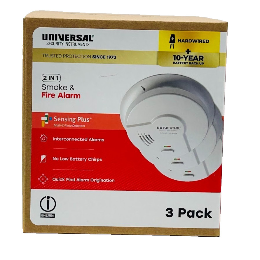 Universal Security (3-Pack) Hardwired & 10-Year Battery Smoke Detector gallery