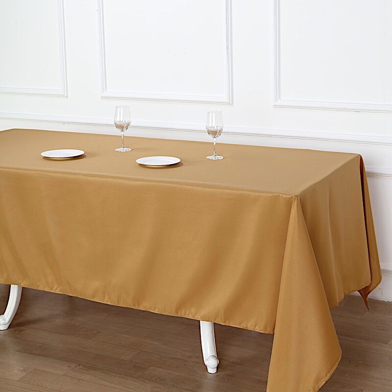 GOLD 72x120 RECTANGLE POLYESTER TABLECLOTH Wedding Party Catering Linens SALE gallery