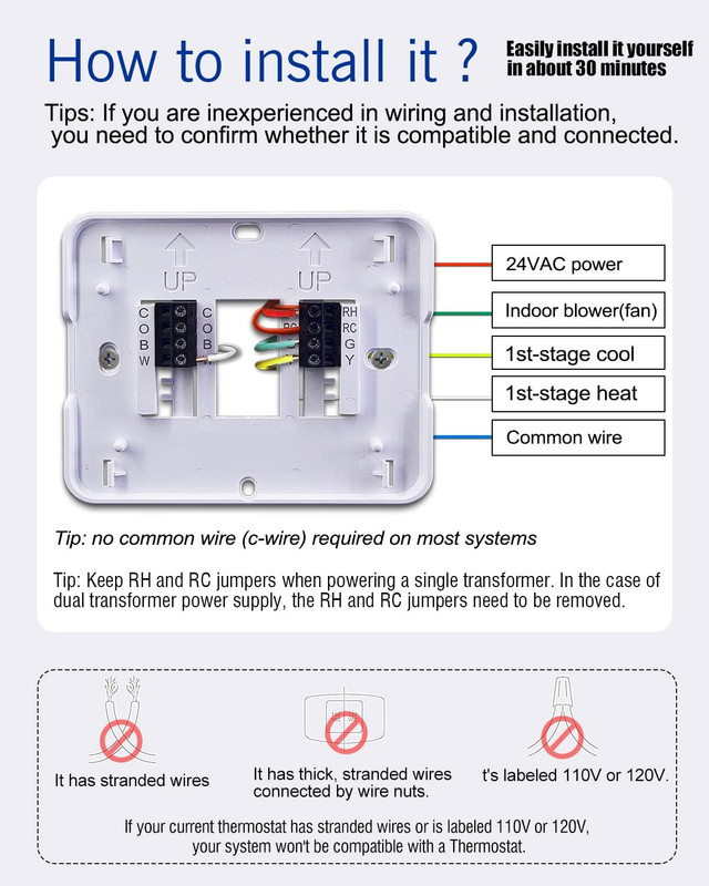 Non Programmable Thermostat for Home 1 Heat/ 1 Cool Single-Stage System, with Ro gallery