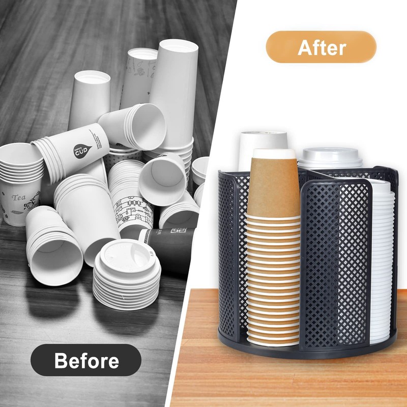 Cup and Lid Organizer, 360° Rotatable Coffee Cup Holder for Disposable Plasti... gallery