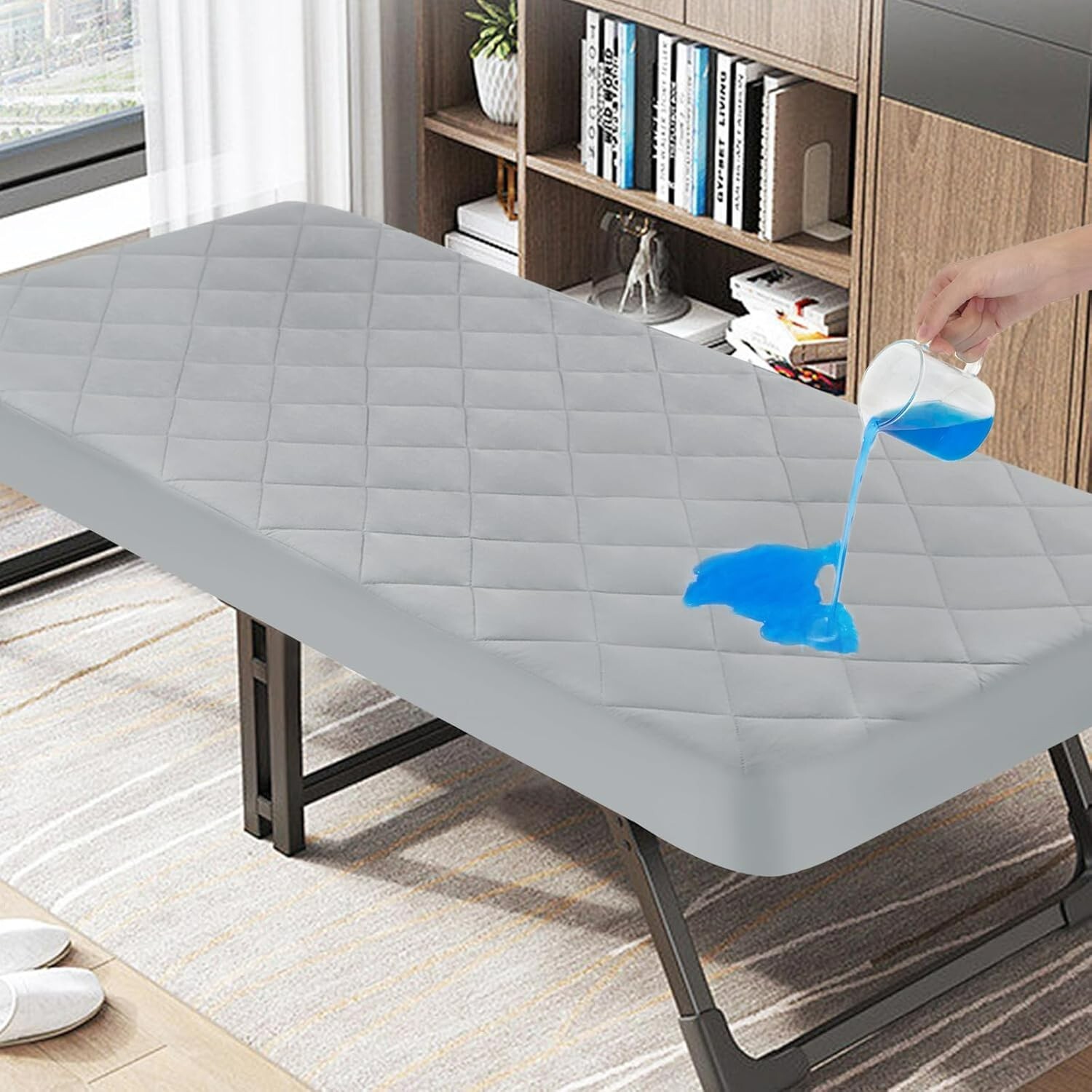 Waterproof Cot Mattress Pad Quilted Fitted Protector for Narrow Twin Bed 30"x75" gallery