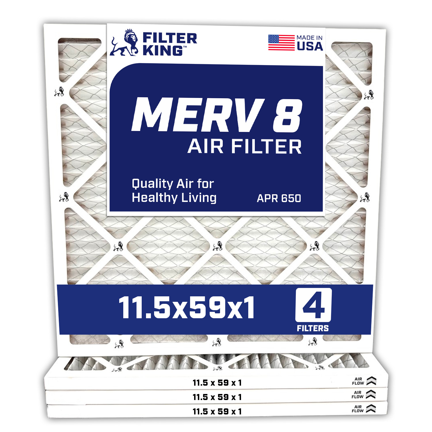 Filter King 11.5x59x1 Air Filter 4-PACK MERV 8 Actual Size 11.5 x 59 x .75" gallery