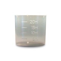 Measuring cup in natural plastic, 20 ml, approved for food contact and CE 1pc.