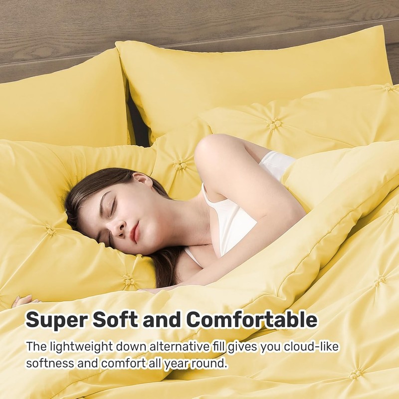 King Size Comforter Set Yellow - Lightweight Soft Pintuck Down gallery