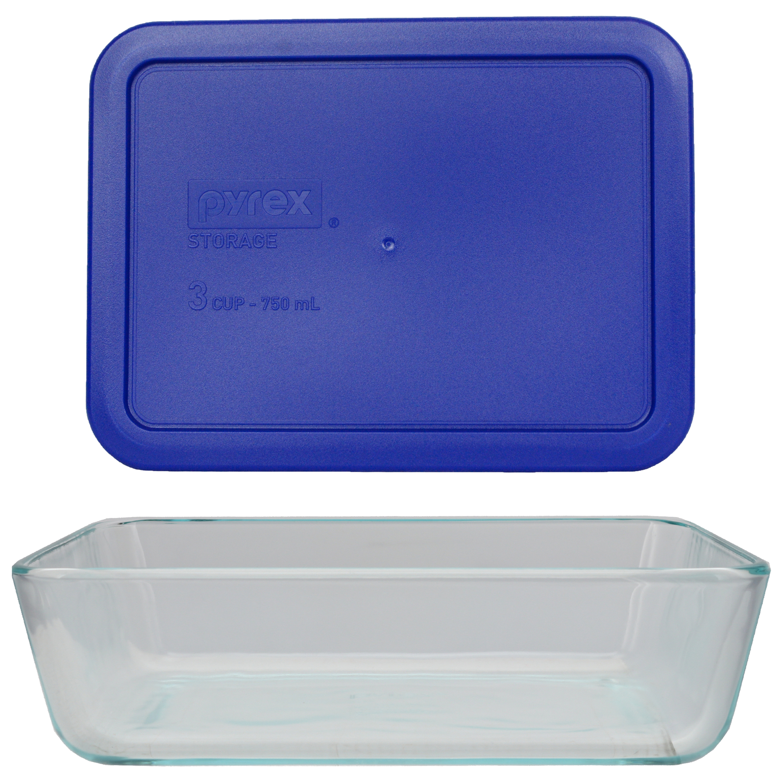 Pyrex 7211 6-Cup Rectangle Glass Storage Dish w/ 7211-PC 6-Cup Cadet Blue Lid gallery