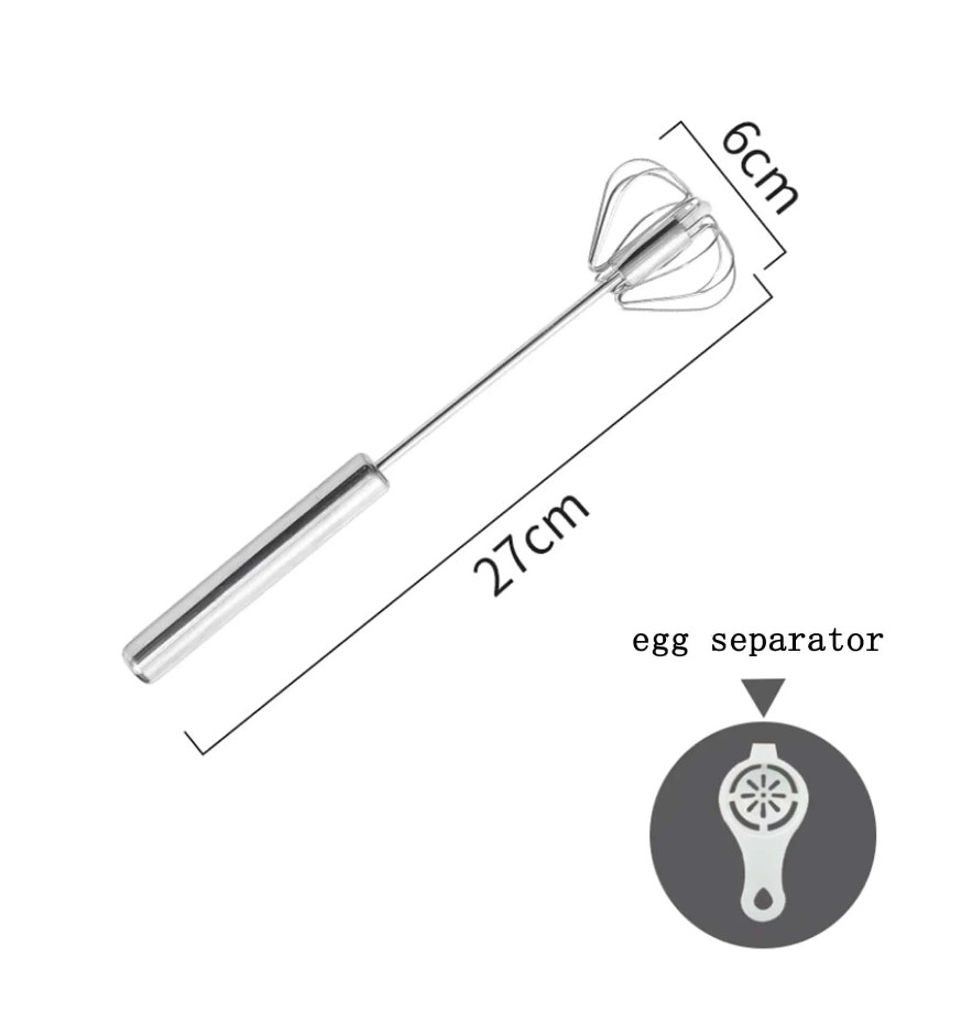 1pc Stainless Steel Semi-Automatic Rotary Egg Beater & Separator, Kitchen Tool gallery