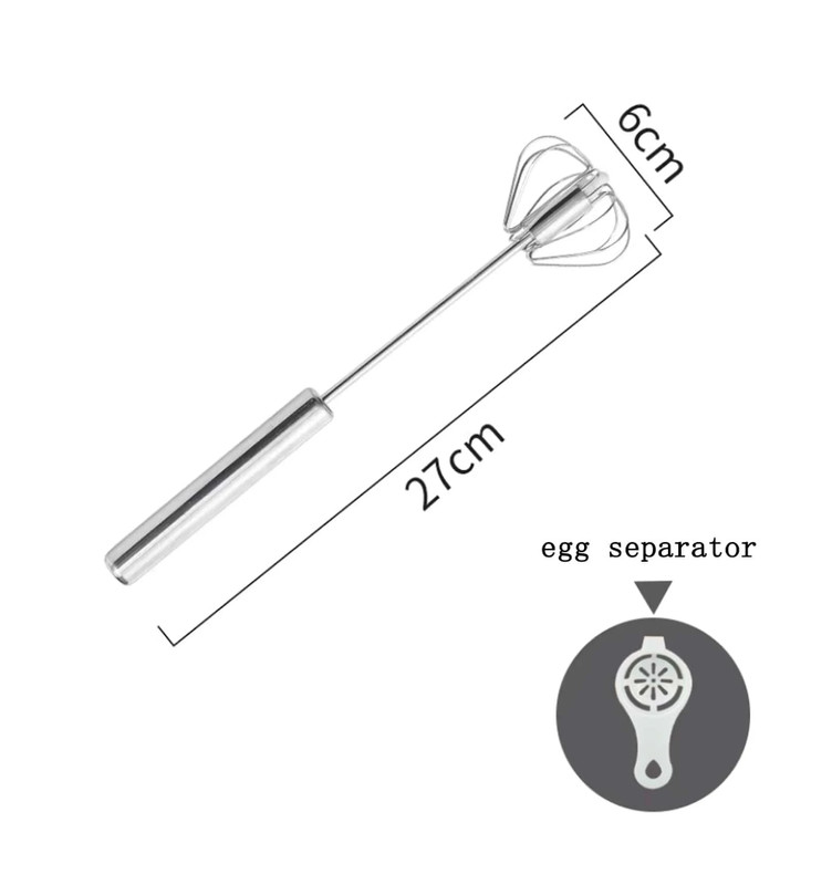 1pc Stainless Steel Semi-Automatic Rotary Egg Beater & Separator, Kitchen Tool gallery