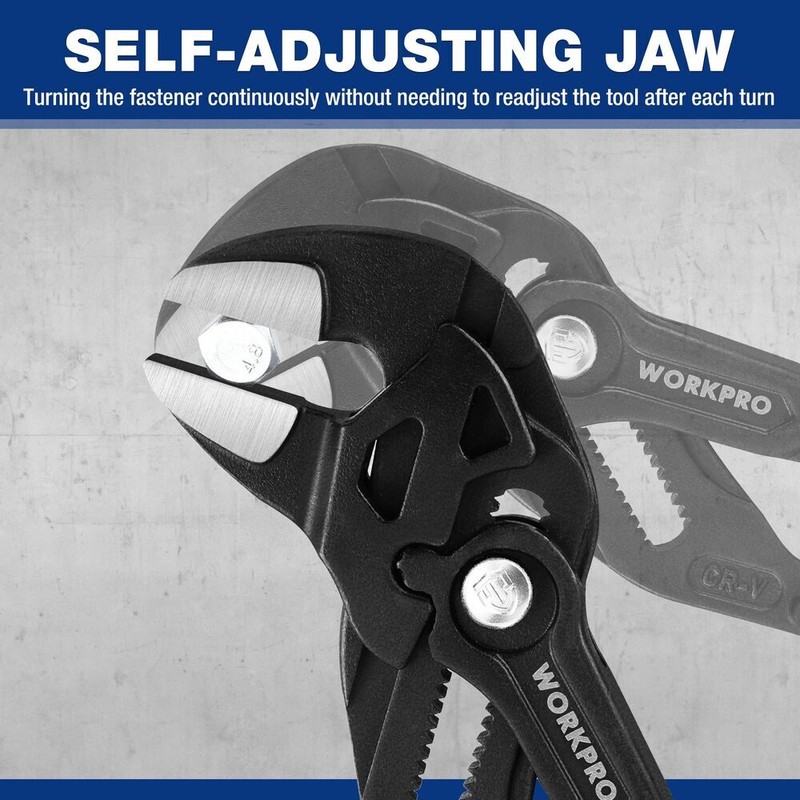 WORKPRO 10" Plier Wrench Adjustable Parallel Smooth Jaw Pliers CR-V Construction gallery