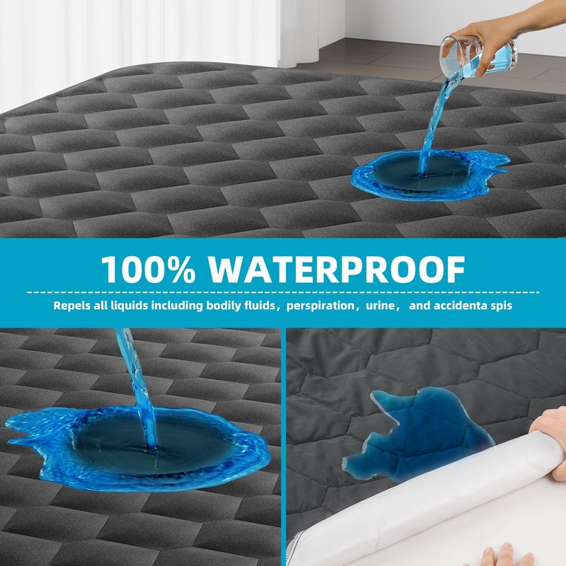 Queen Mattress Protector, Waterproof Mattress Pad Noiseless with Deep Pocket ... gallery