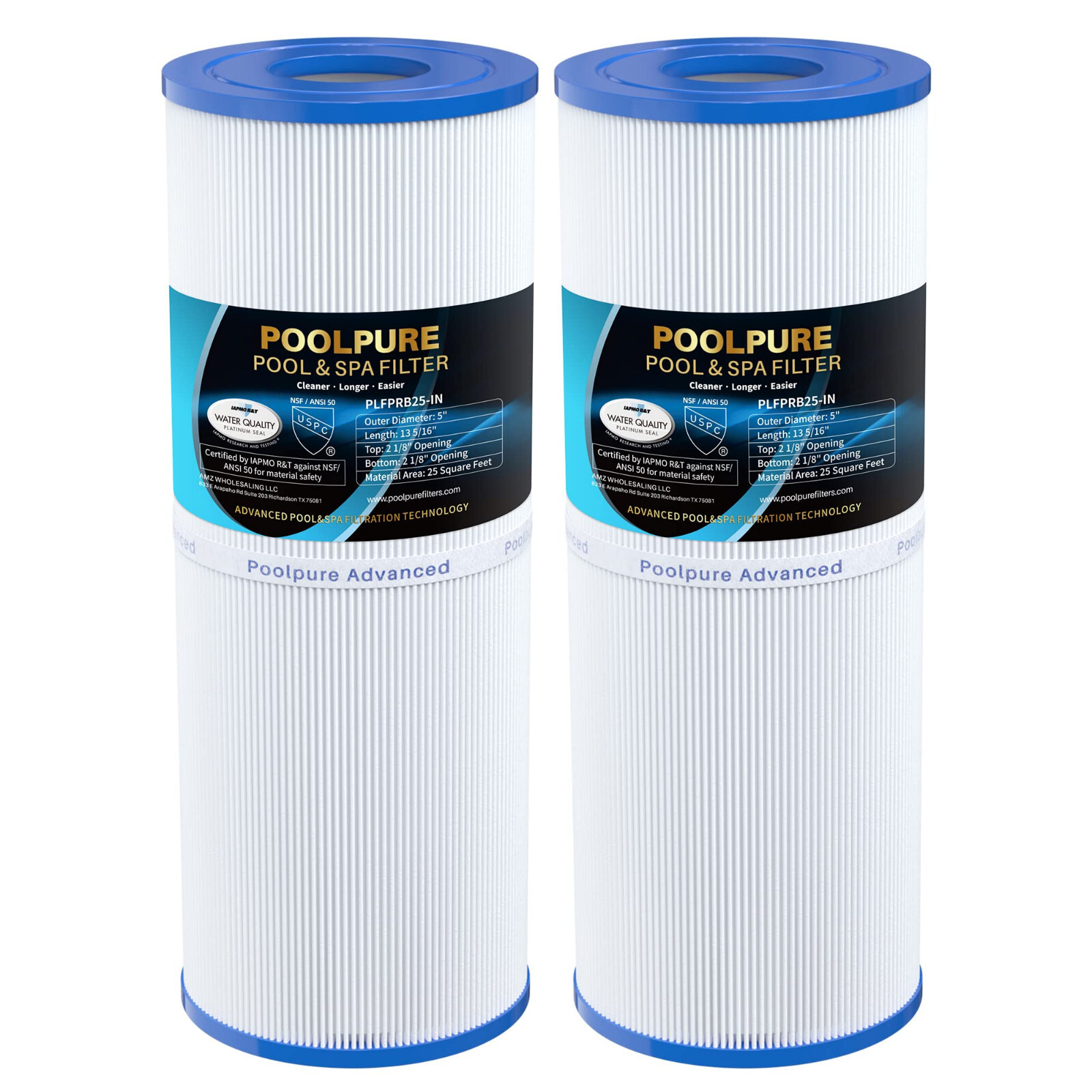 POOLPURE PLFPRB25-IN Hot Tub Filter Replace Unicel C-4326, Guardian 413-106, 2P gallery