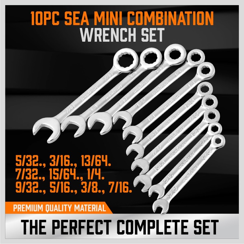22PCS Combination Wrench Set Ignition Spanner Steel Tools Metric SAE Mini Small gallery
