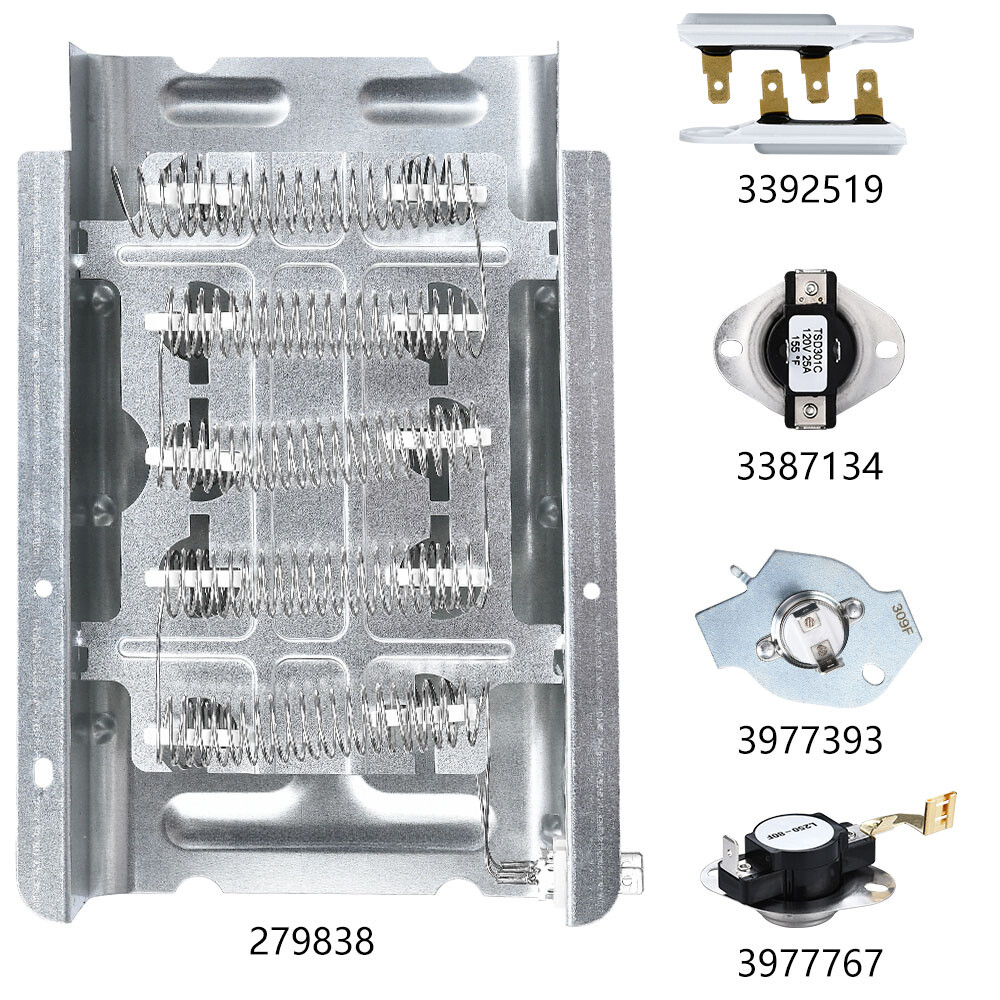279838 Dryer Heating Element & 3977767 & 3392519 & 3387134 & 3977393 Thermostat gallery