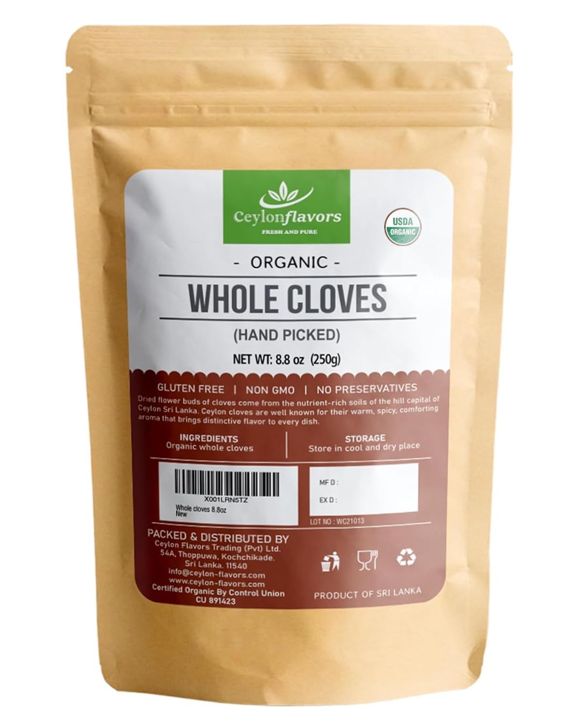 Ceylon Flavors Fresh and Pure Organic premium hand picked whole cloves 250g (8.8 gallery
