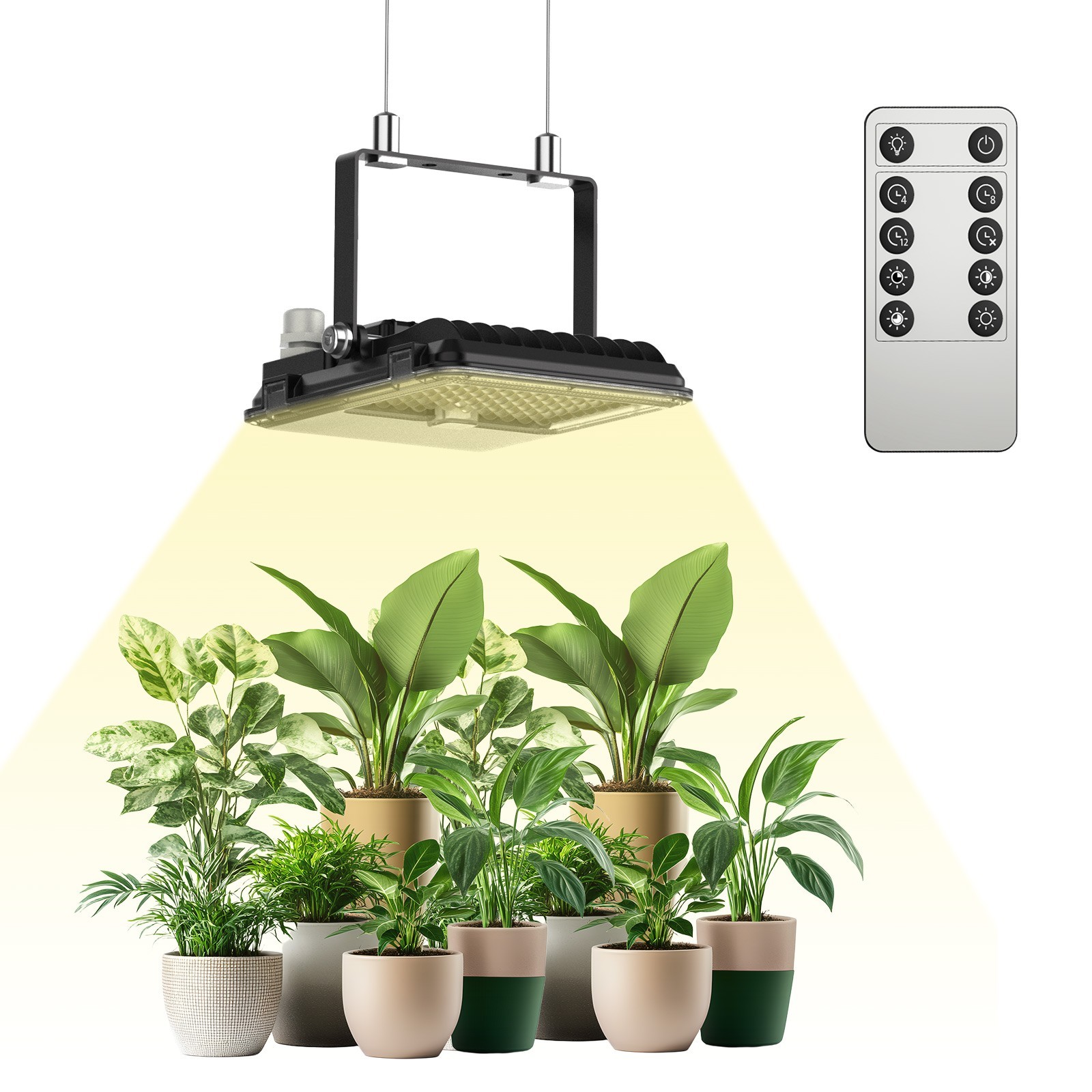 Dimmable LED Grow Lights 45W (340W Equiv.) Full Spectrum Panel light W/Remote gallery