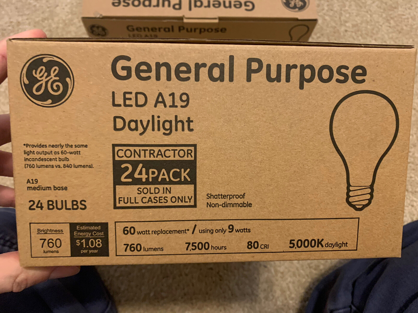 Case lot 48 LED GE Non Dimmable Light Bulbs NEW 60 Watt Equivalent Uses 9 Watts gallery