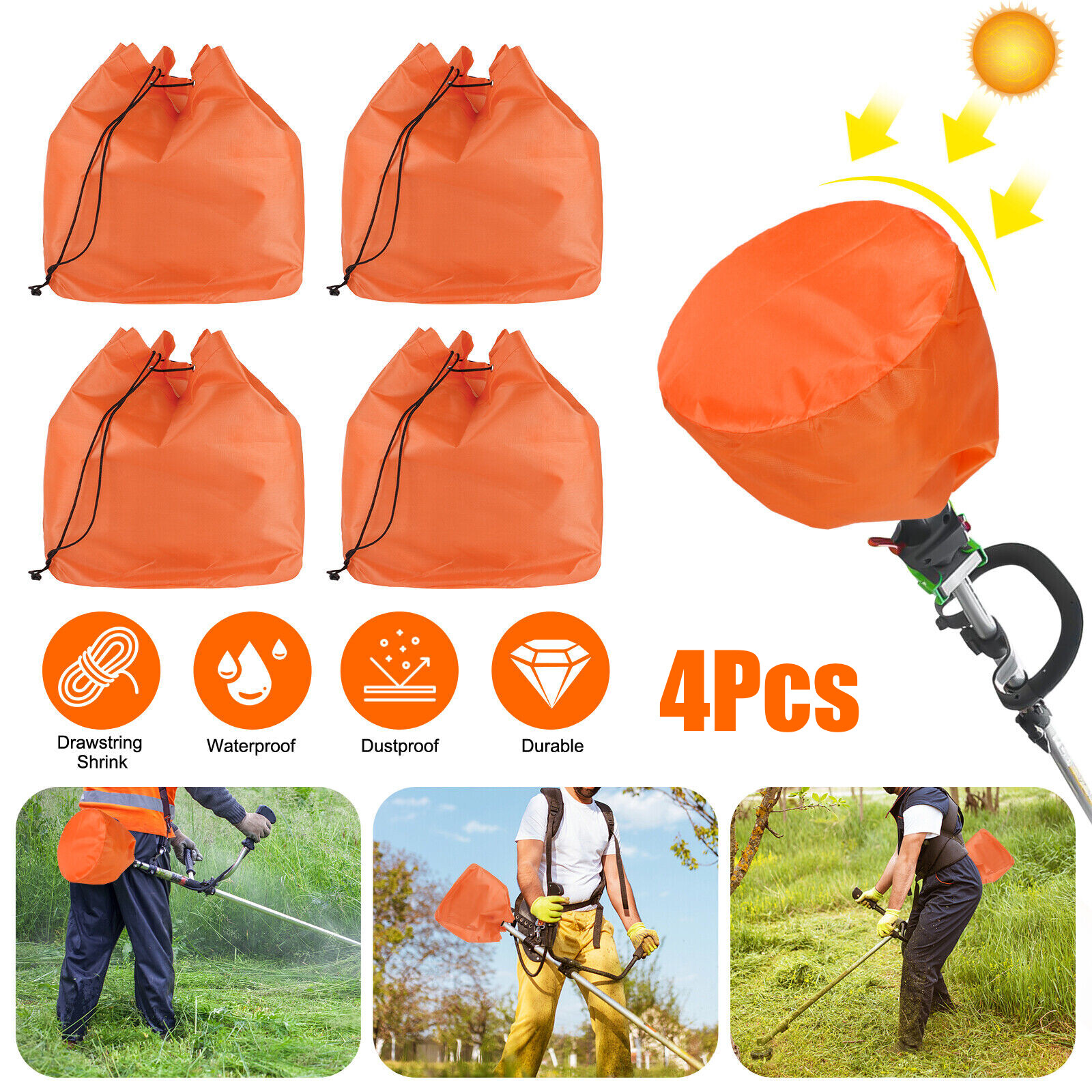 4Pcs Orange Engine Covers Waterproof Dustproof Cover Wrap For Weedeater Trimmer gallery