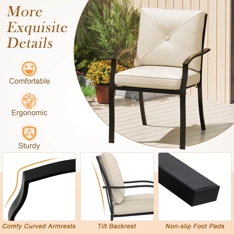 Patiojoy Patio 2PCS Dining Chairs Stackable Removable Cushions Garden Deck gallery