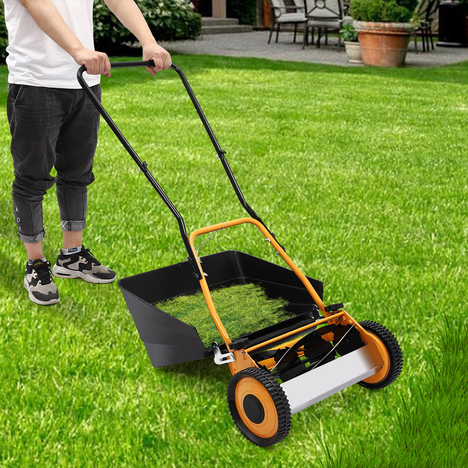 16" 2-IN-1 Hand Push Lawn Mower Self Propelled Lawn Mower Grass Collection Box gallery