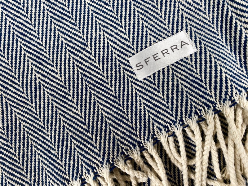 SFERRA Celine 9701 Herringbone Throw Blanket 51" x 71" ~ 100% Cotton ~ Portugal gallery