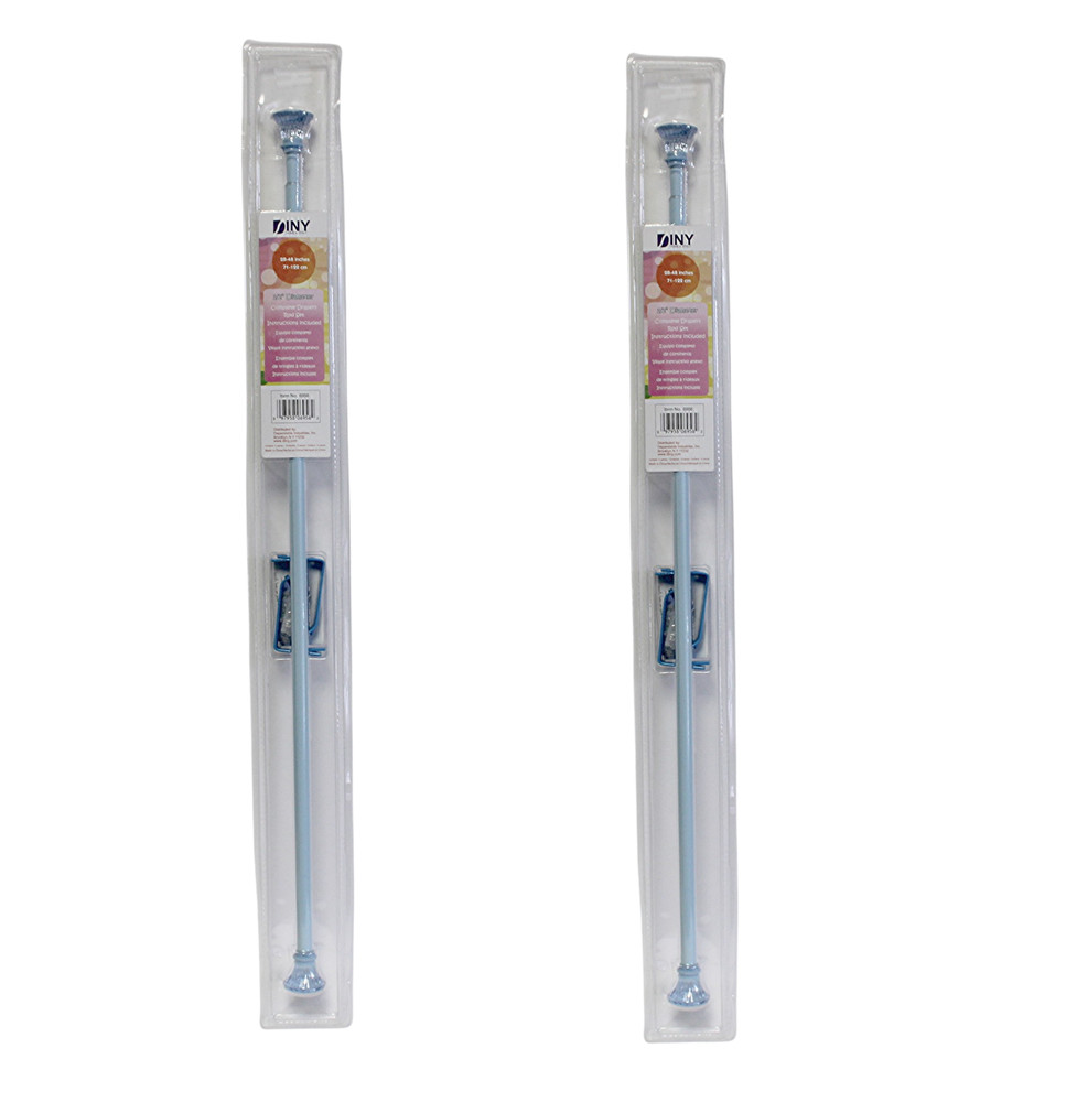 2 Pack Complete Drapery Curtain Rod Set Blue Size 28-48 inches