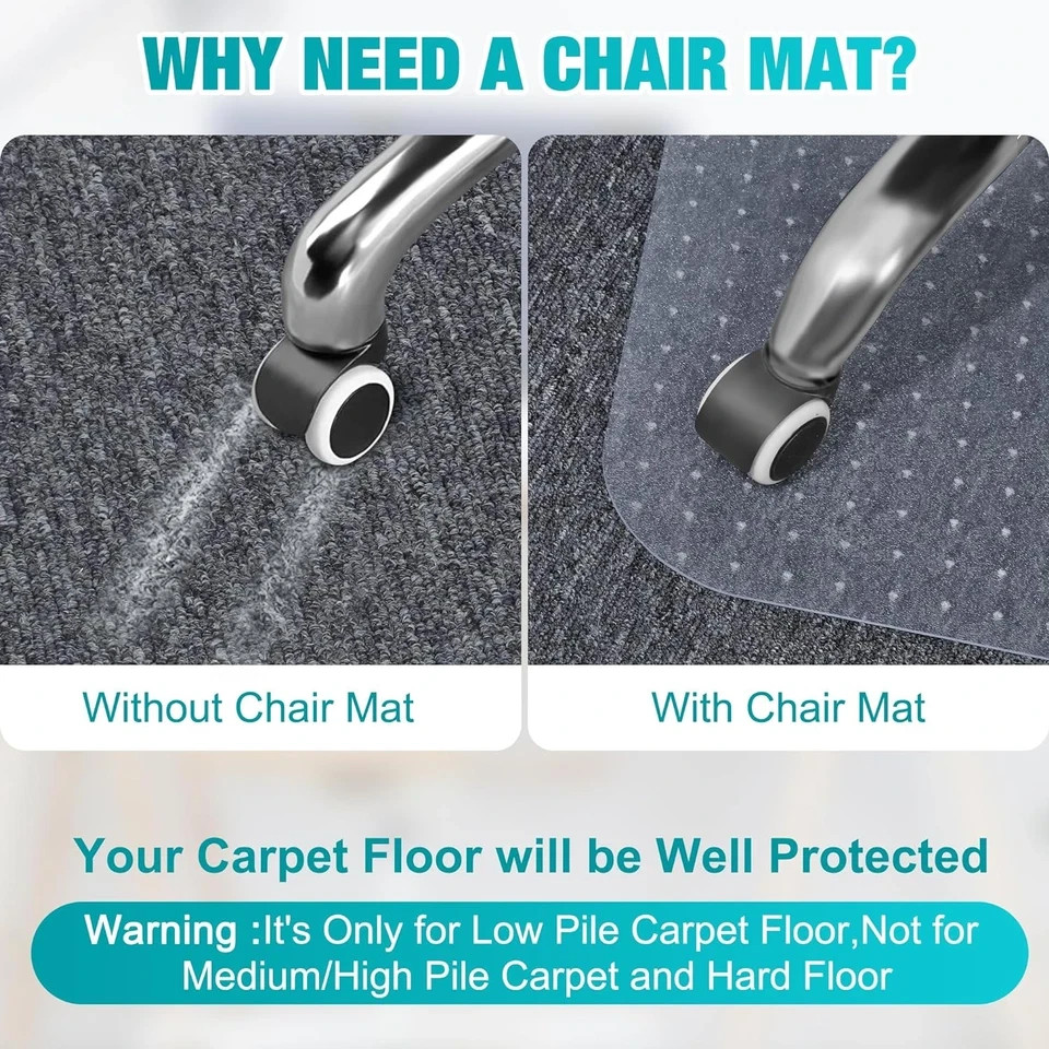 Office Chair Mat for Carpets, Clear Desk Floor Mat for Low, Flat and No Pile Car gallery