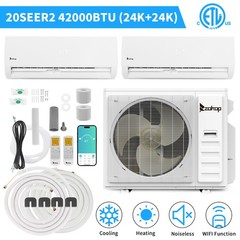 42000 BTU 2 Zone (24K+ 24K) Mini Split Air Conditioner 20 SEER2 W/Heat Pump Wifi