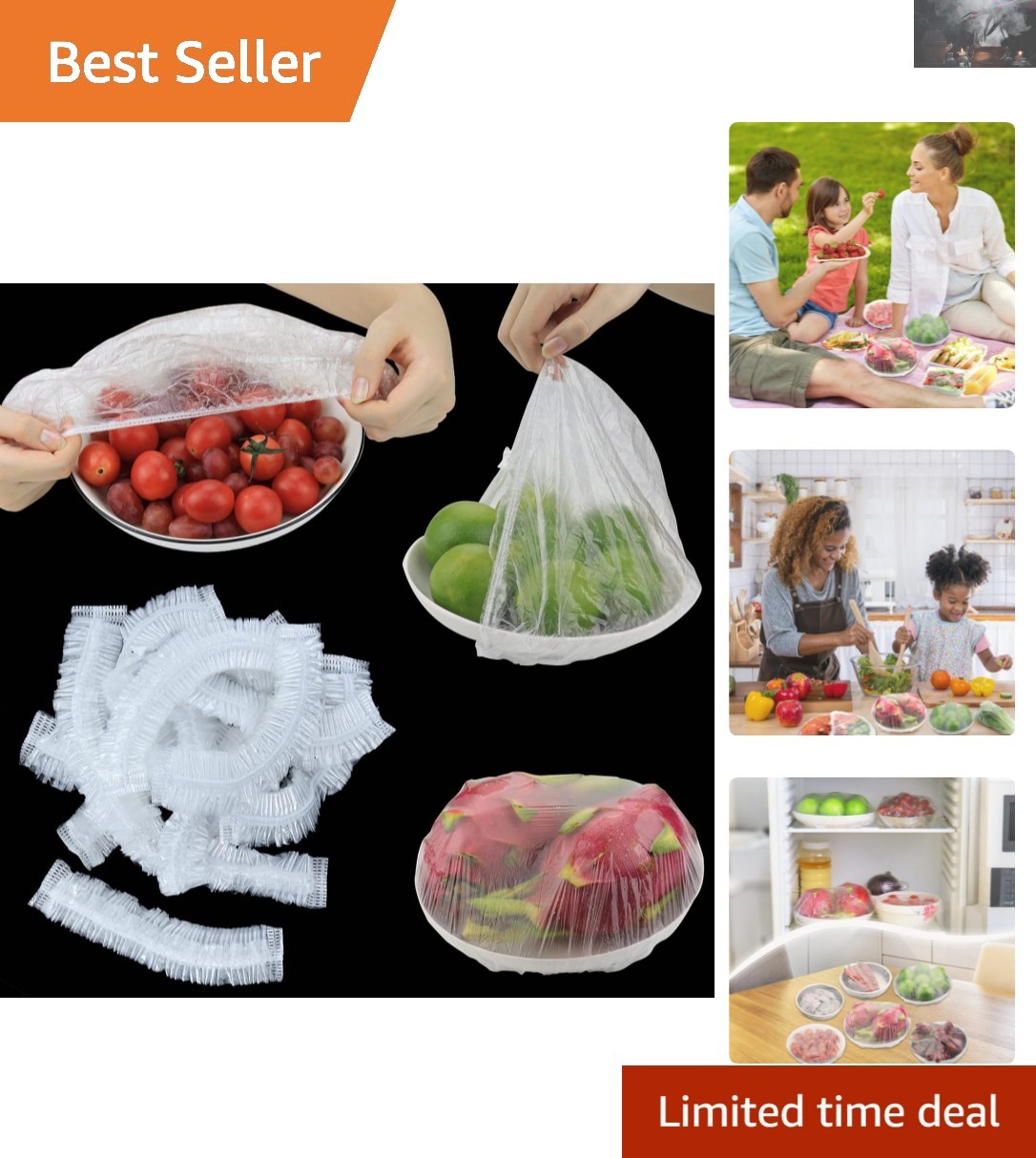Microwave-Safe 200-Pcs Elastic Fresh Keeping Bags - Easy Food Storage Solution gallery