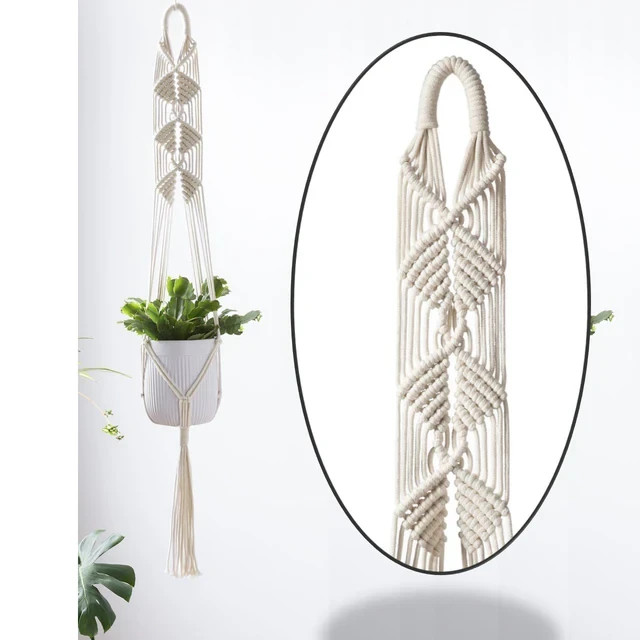 Macrame Plant Hanger – Handmade Cotton Rope Hanging Planter Holder for Outdoor gallery