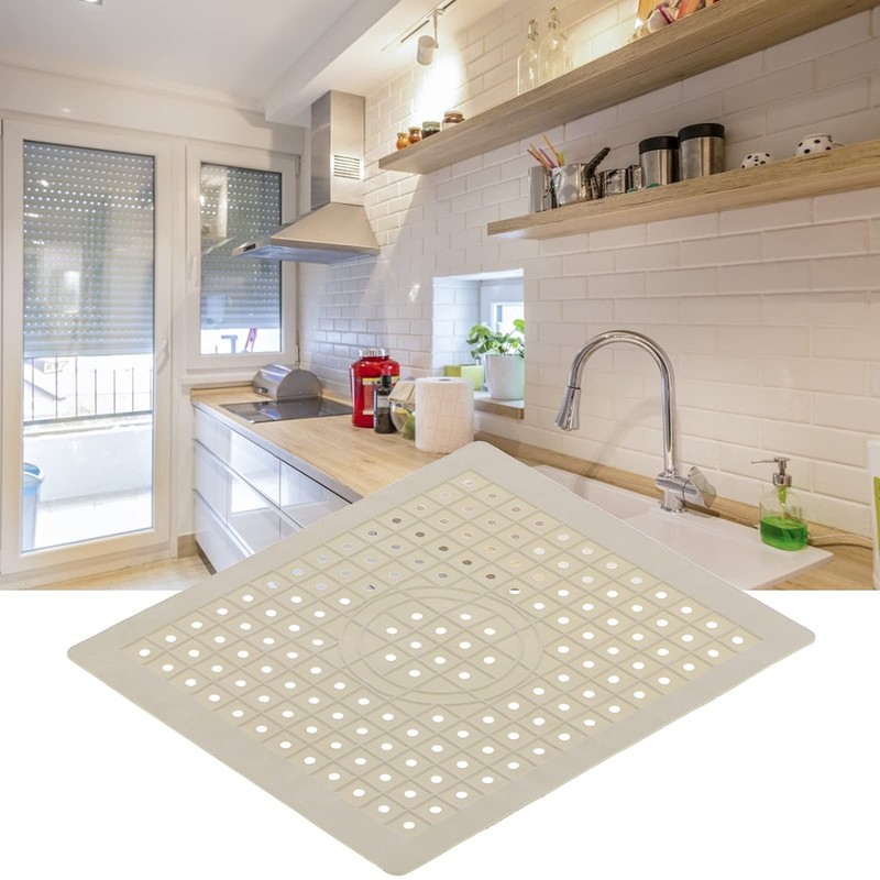 Brown Rubber Non-Slip Kitchen Sink Mat with Perforated Design Easy to Clean gallery
