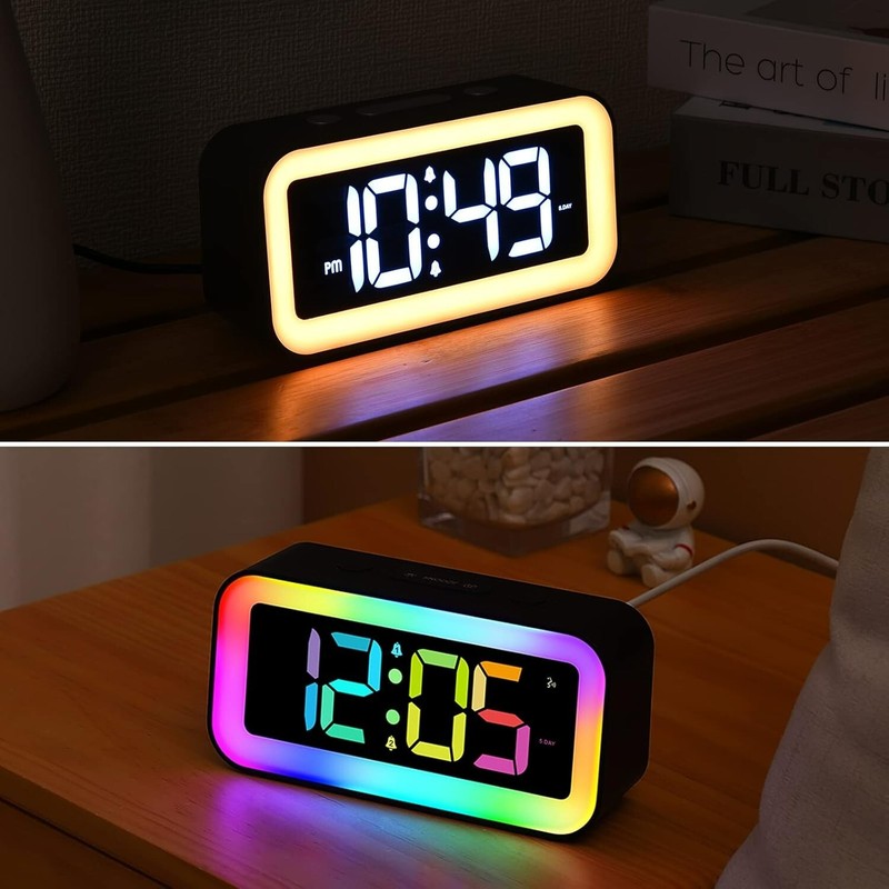 Compact USB Alarm Clock with Loud 95 dB Alarm & Adjustable RGB Display – Black gallery