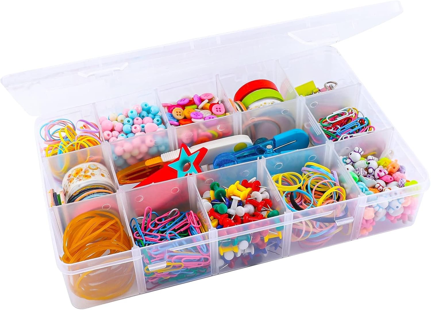 15 Large Grids Plastic Organizer Box with Dividers, Clear Compartment Container gallery