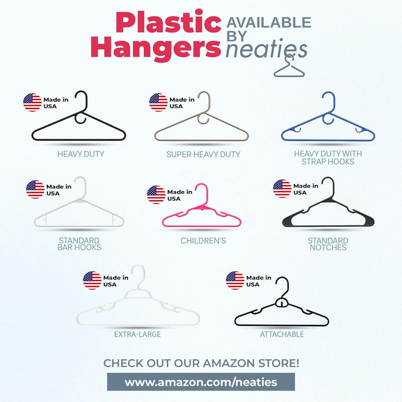 Plastic Hangers 50 Pack (60 Count) – Made in the USA – 6Lb Capacity Standard Clo gallery