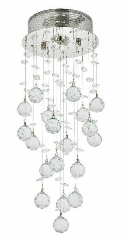 Chrome Rain Drop Crystal Balls Chandelier Ceiling Flush mount Light Fixture gallery