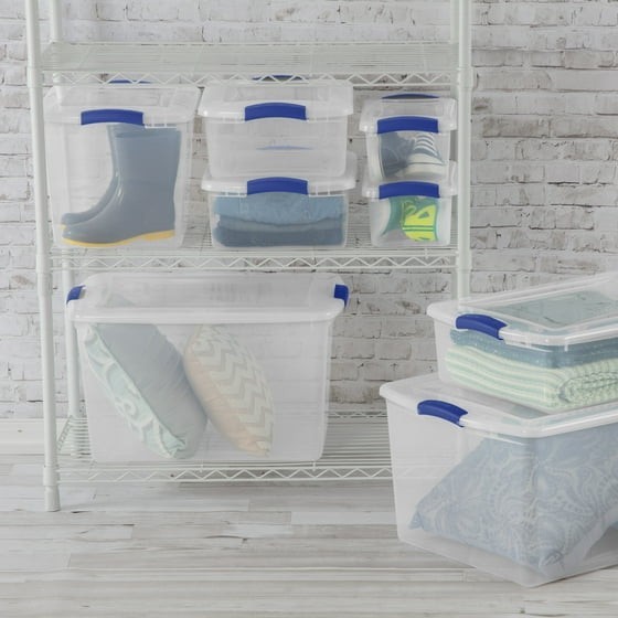(3 pack) Sterilite 7 Quart Latch Box, Clear Plastic Storage Bin with Lid, Blue gallery