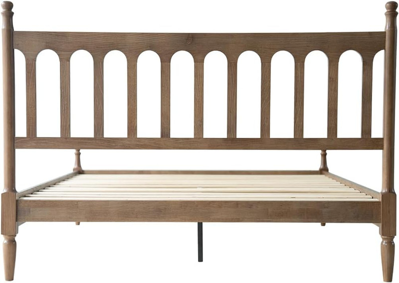 King Size Solid Wood Platform Bed Frame with Headboard & Footboard, Easy Assembl gallery