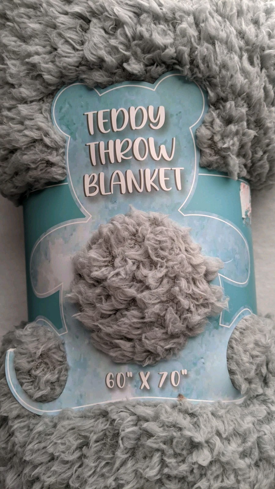60 X 70 PLUSH THROW BLANKET--SEAFOAM GREEN/GREY--NEW gallery