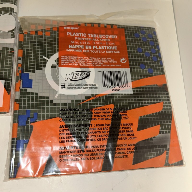 Nerf Hasbro Bundle Of 3, 2-Plastic Table Covers 54 in x 84" & 1 Pk Napkins 16ct gallery