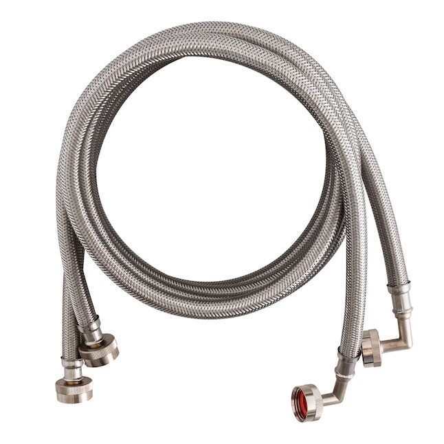 NEW Everbilt Washing Machine Supply Hoses (2) 4 ft Stainless Steel 90 Degree End gallery