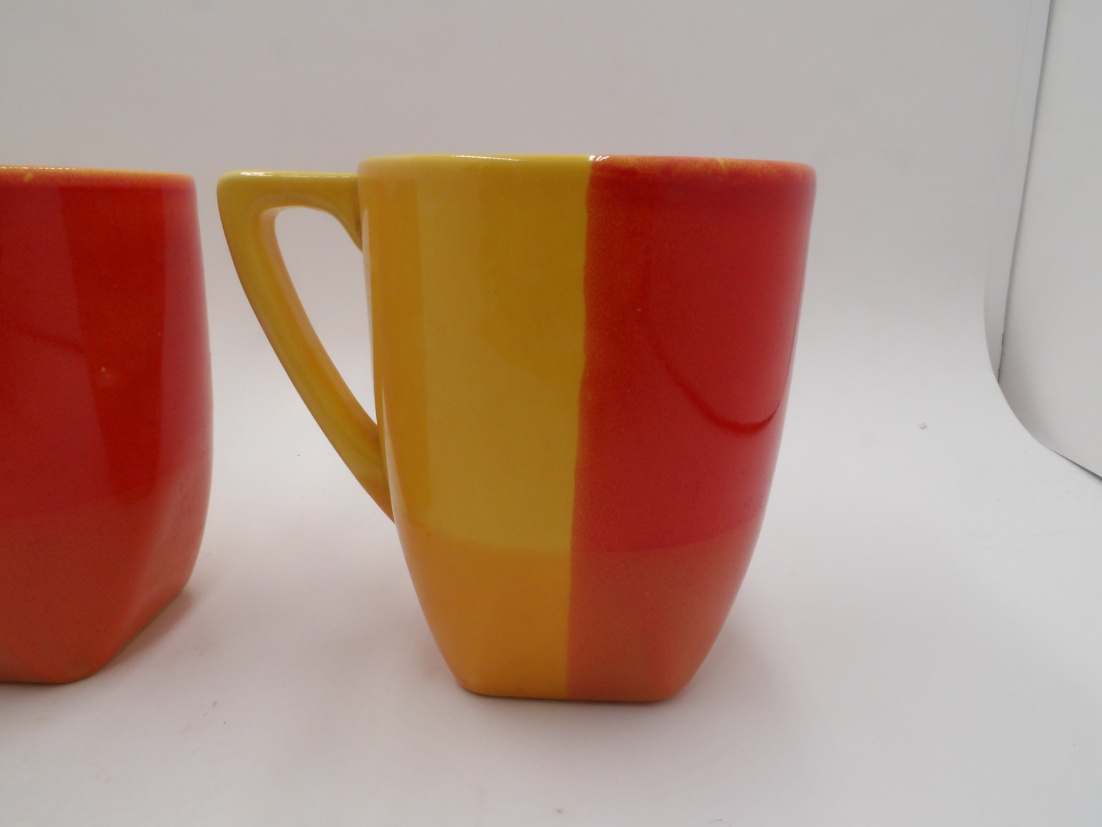 Colortone Stoneware Coffee Mugs Red Orange Yellow Set Of 3 gallery