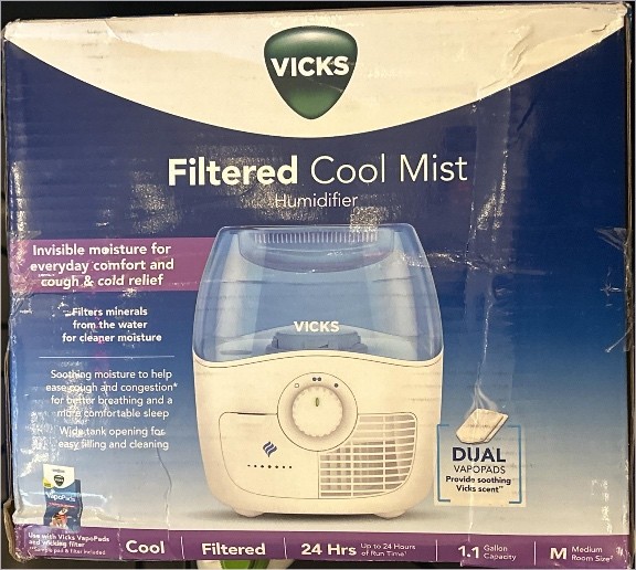 Vicks Filtered Cool Mist Humidifier, Medium Room, 1.1 Gallon Tank - Humidifier f gallery